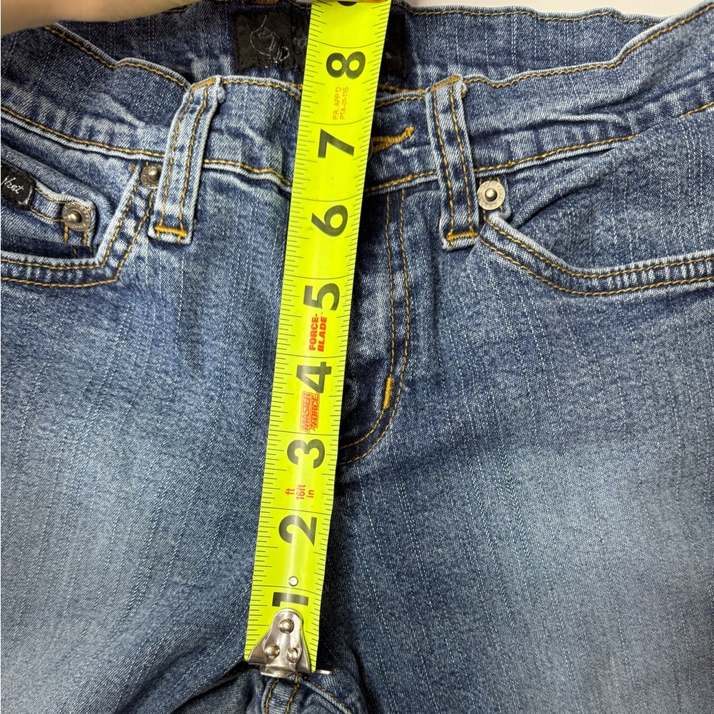 Baby Phat Jeans Womens Size 1 Low Rise Flare Blue Denim Y2K Embroidered Logo - Picture 7 of 10